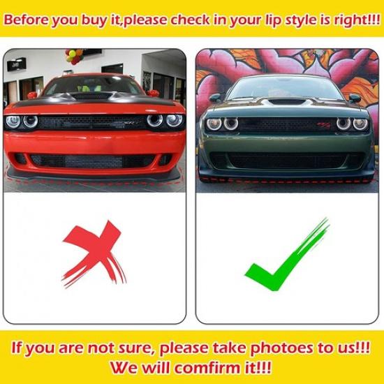 2x Front Bumper Lip Splitter Protector for Dodge Challenger Scat Pack R/T GT SRT
