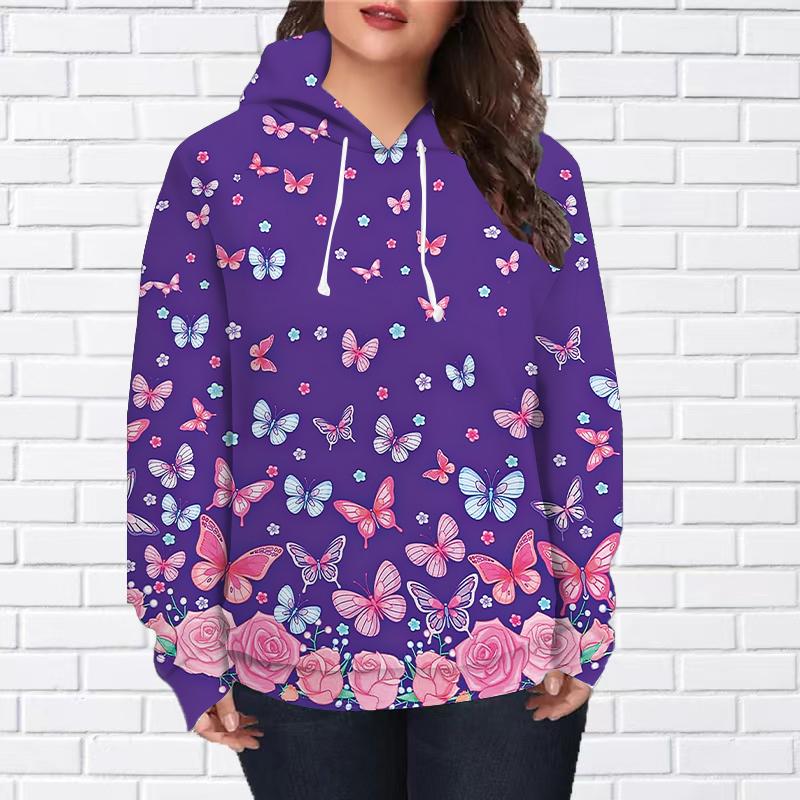 

Женская мода Зеленый Граффити Бабочка Принт Свободные Толстовки Топы Блузка Свитшот Повседневный Длинный Рукав Пуловер Топы M розовый