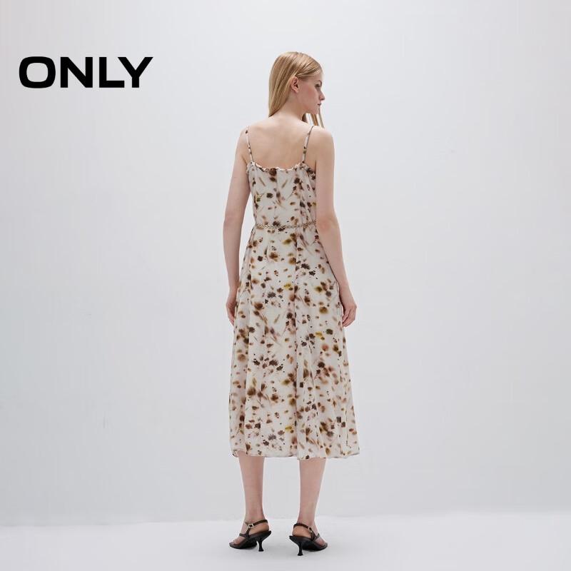 Only Women's 2025 Summer Romantic Floral Print Chain Belt Strappy Midi Dress