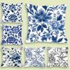 Blue And White Porcelain Cushion Cover Soft Plush Fabric Double-Sided Printed Sofa Cushion Cover For All Seasons Home Decor Gift