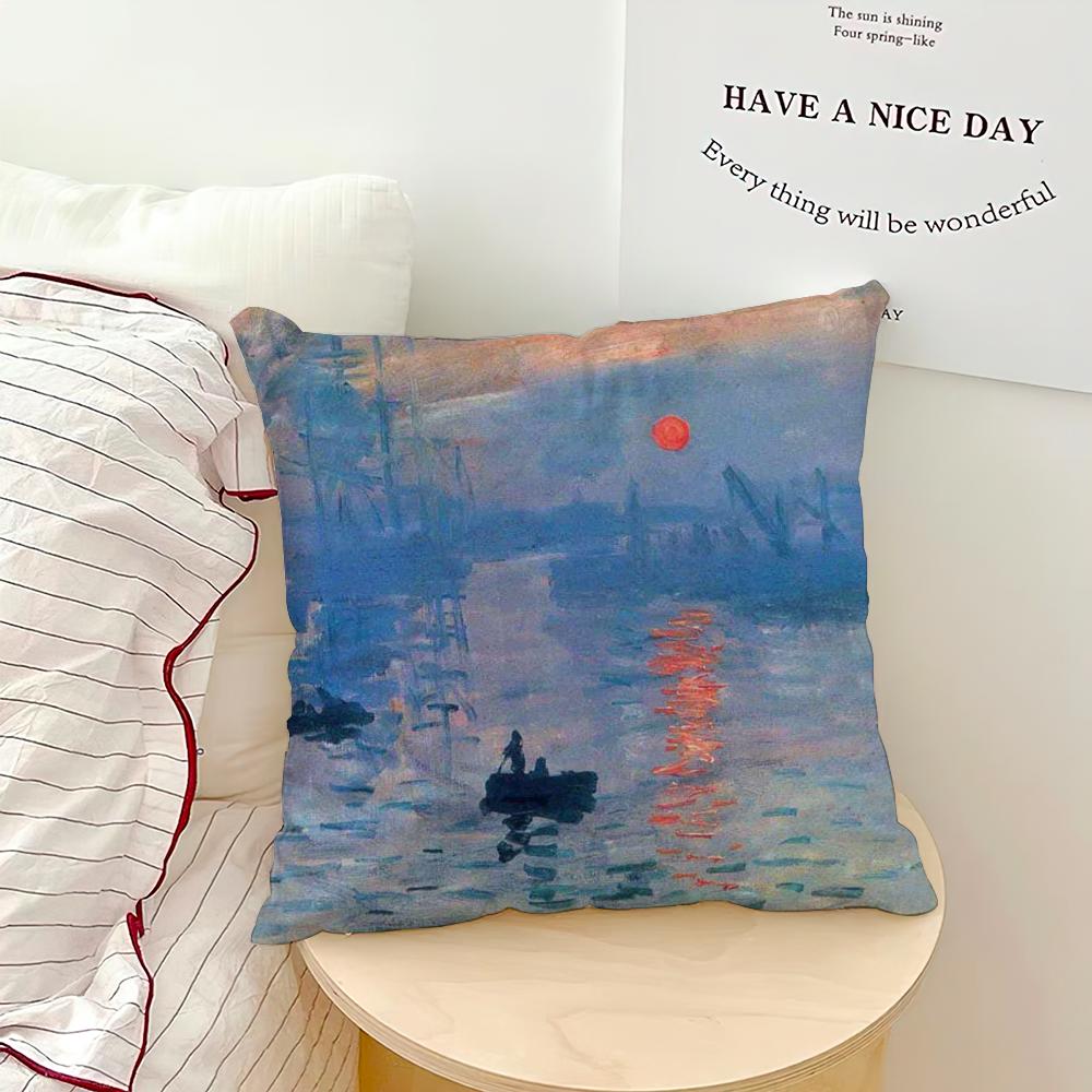 Water Lilies Claude Monet Fine Art Pillow Case Sofa Living Room Bedroom Headboard Backrest Cushion Square Cushion Nap Time