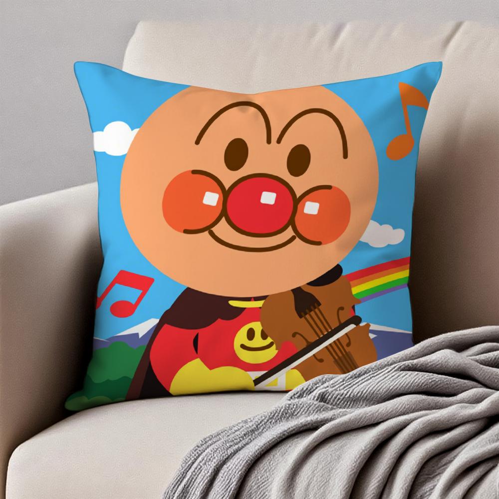 Cute Japanese Anime AAnpanman Cushion Cover Pillowcase Antidustmite Invisible Zipper Short Plush Sofa Cushion