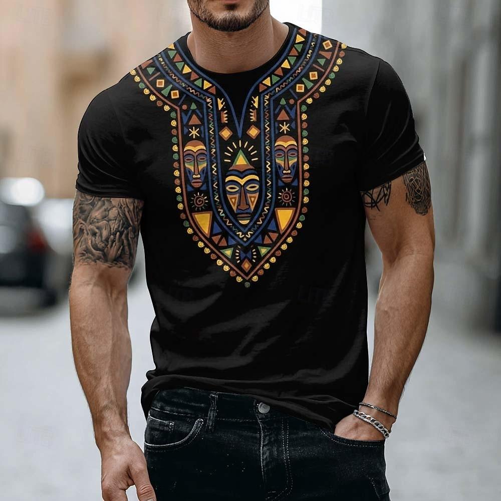 

Mens African Tribal Mask T Shirt Ethnic Dashiki Style Graphic Tee Black Short Sleeve Casual Top Clothing Apparel S M L XL XXL XXXL XL