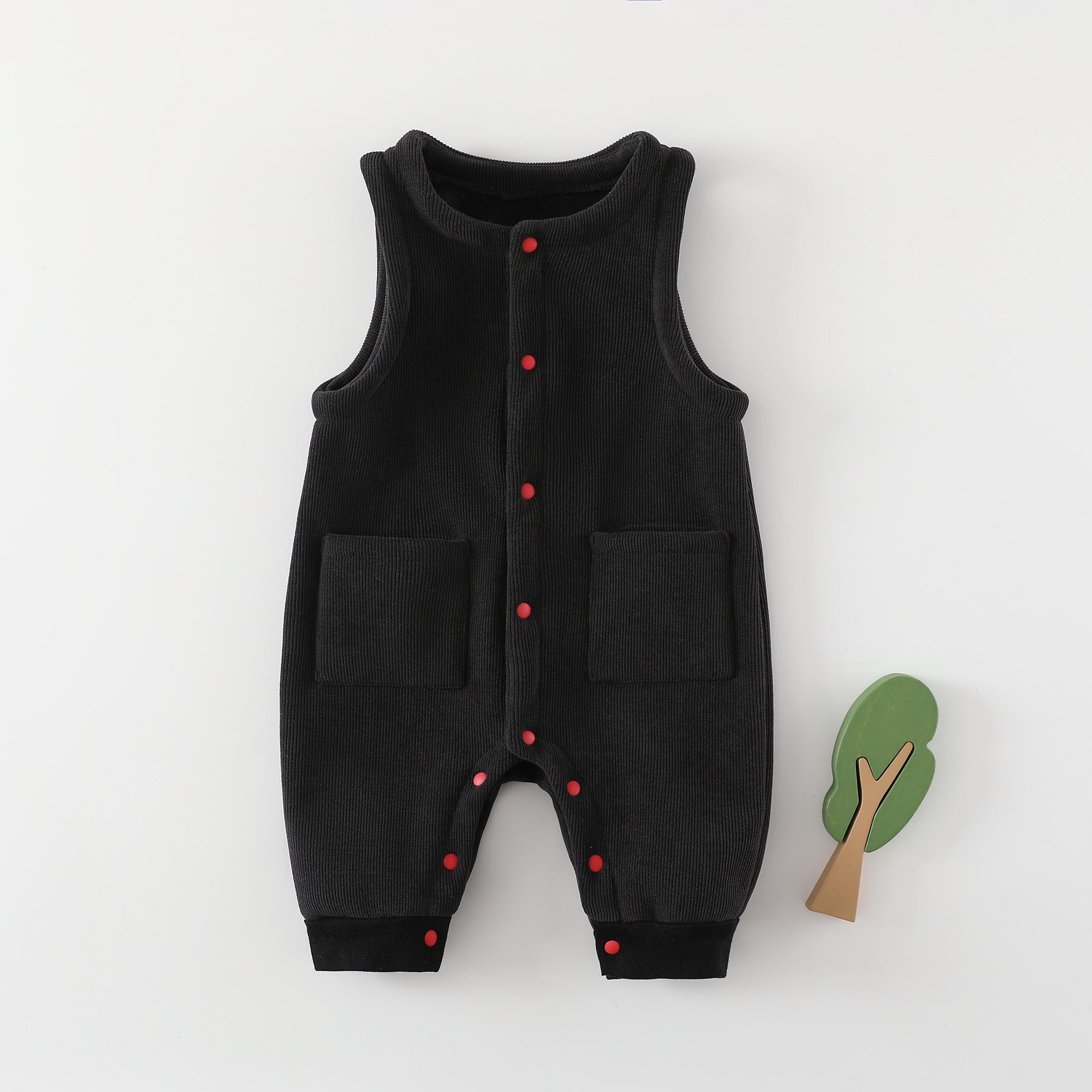 

Детский вельветовый комбинезон на флисовой подкладке для весны, осени и зимы 66 cm чёрный