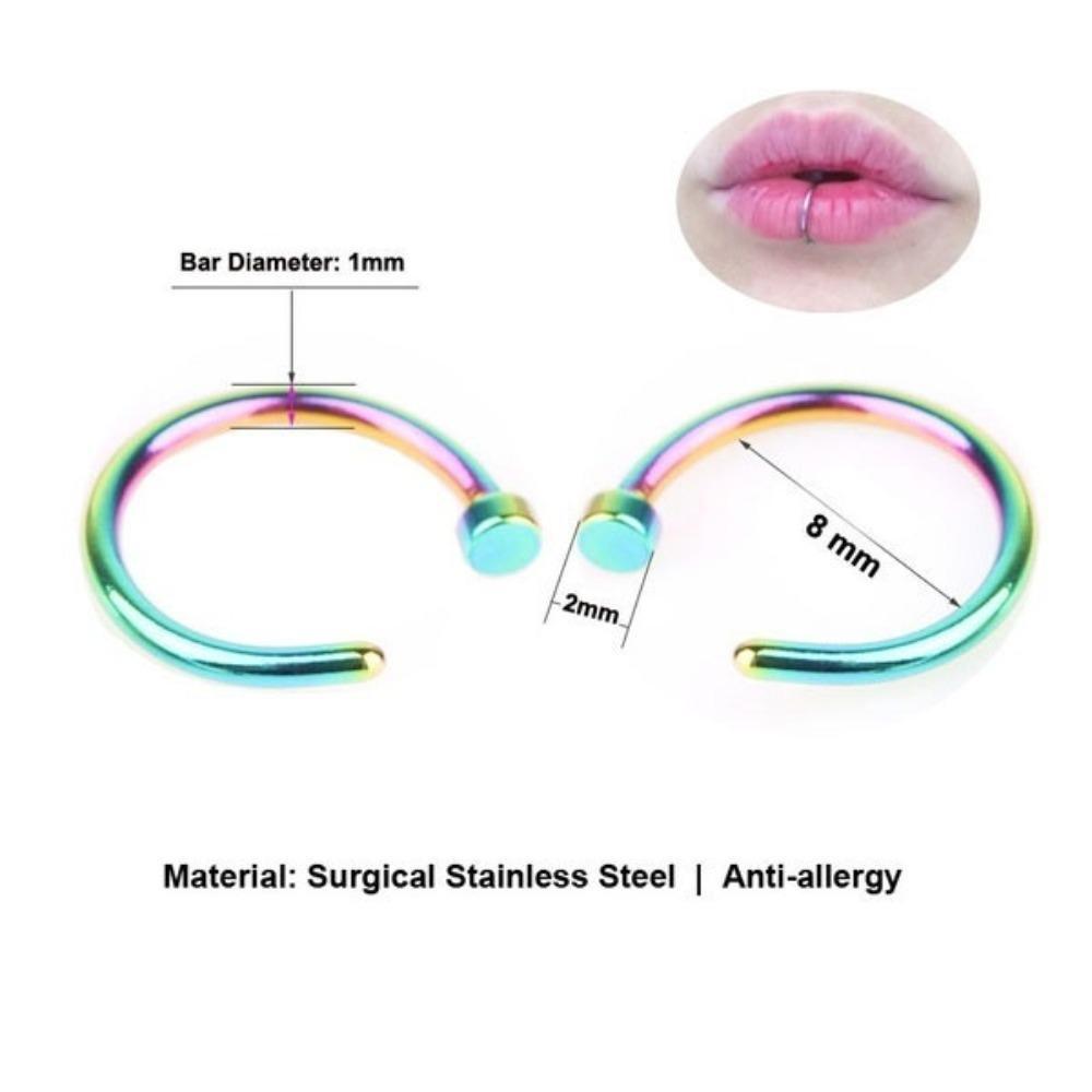 5PCS Fashion Stainless Steel Nose Rings Lip Ring Sexy Faux Septum Rings Fake Piercing Women Man Unisex Earring Studs Jewelry