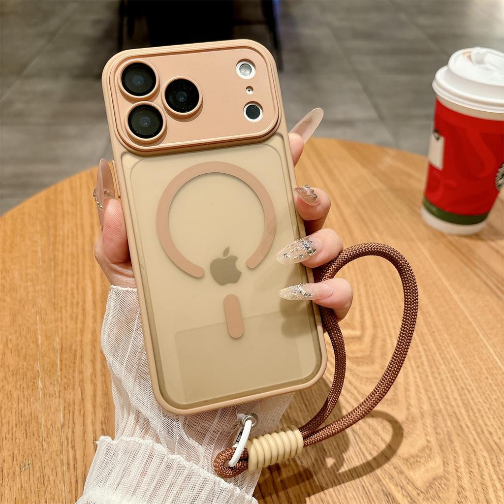 Tempered film with lens with lanyard Magnetic Case For iPhone 17 ProMax 17Pro Air Magsafe Wireless Charge Armor Shockproof Cover