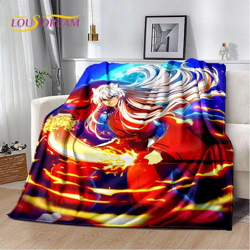 Pătură moale de pluș cu desene animate Inuyasha, pătură de flanel, pătură pentru sufragerie, dormitor, pat, canapea, husă de picnic Bettdecke