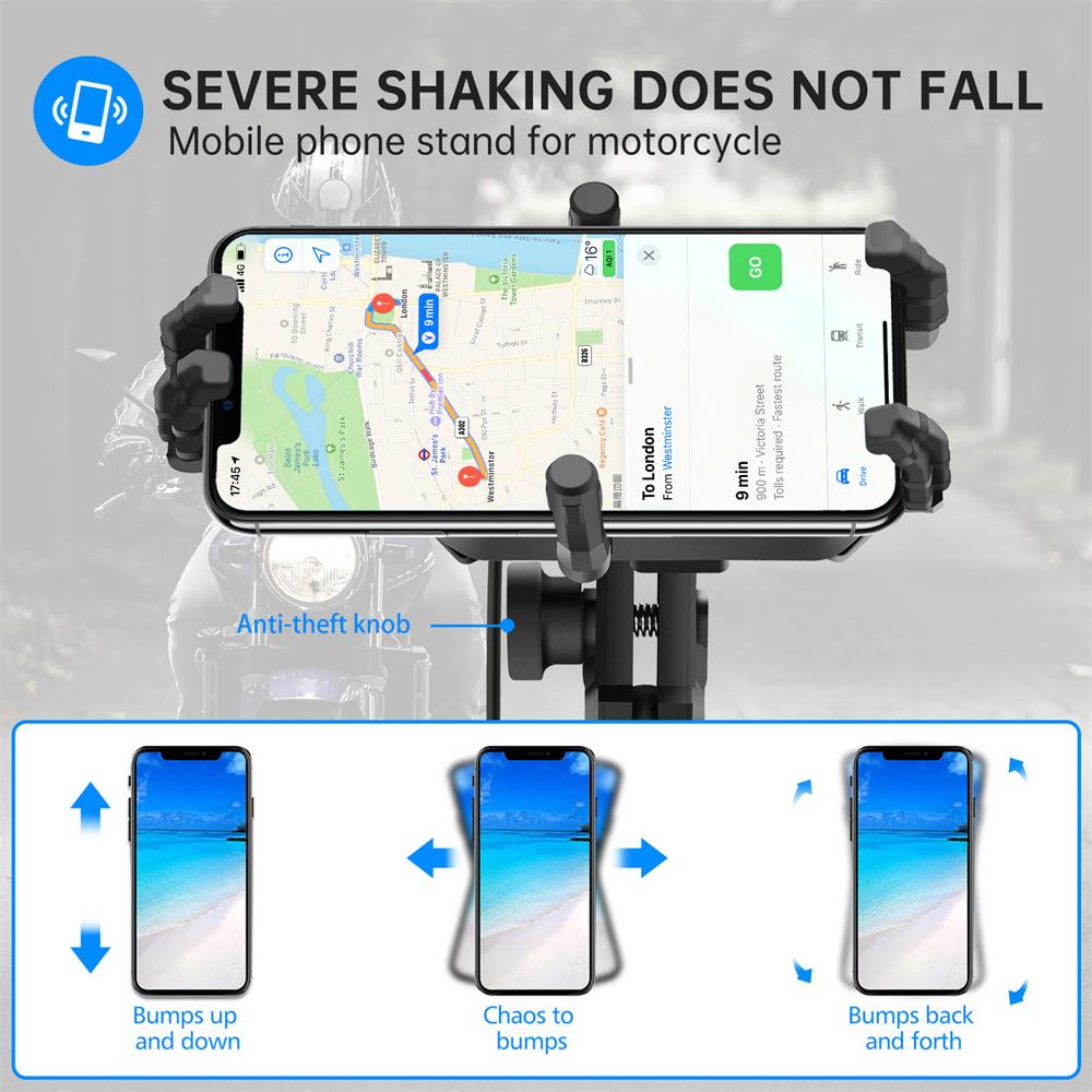 Motorcycle Handlebar Phone Holder 15W Wireless Charger QC3.0 360 ° Rotatable