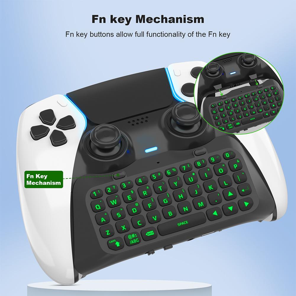 Controller Keyboard Bluetooth-Compatible External Keyboard Green Backlight Built-in Speaker for PS5 Elite Handle