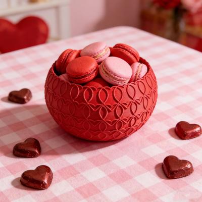 Valentine's Day Heart Pattern Bowl 3D Printed Multi-purpose Candy Goodies Treats Sweets Storage Container Holiday Party Decoration Romantic Gift