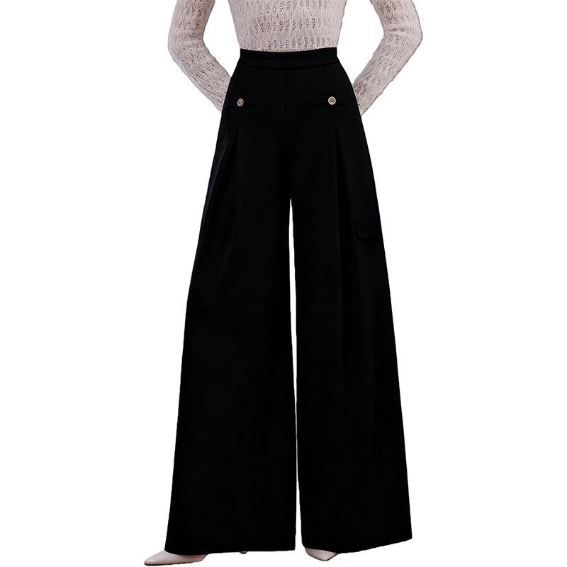 European High Waist Casual Wide-Leg Pants for Women - Elegant and Stylish