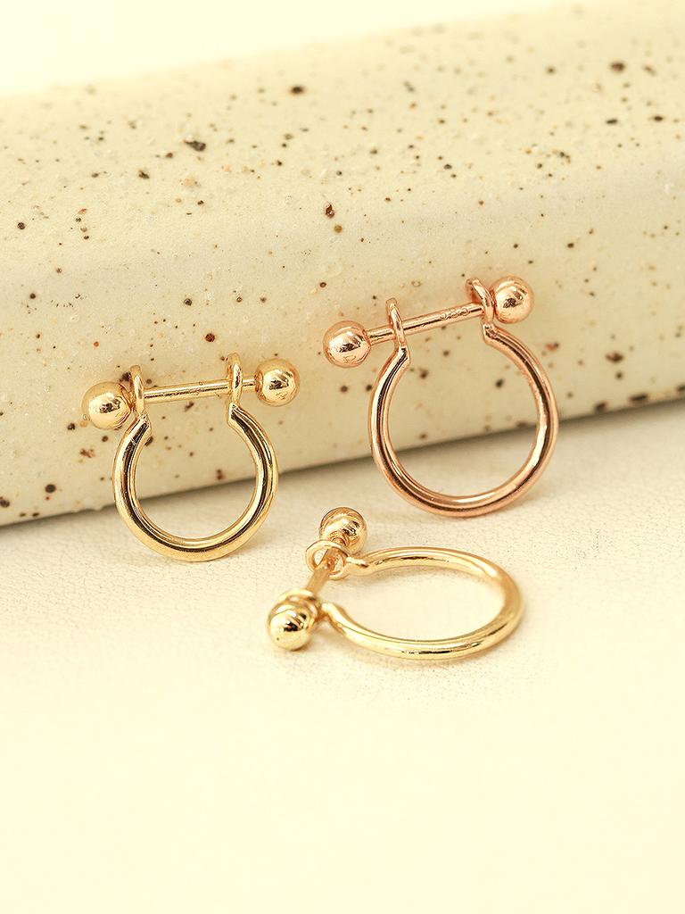 Minimalpiercing 14K Simple C-Shaped Inner Conch Piercing Earrings
