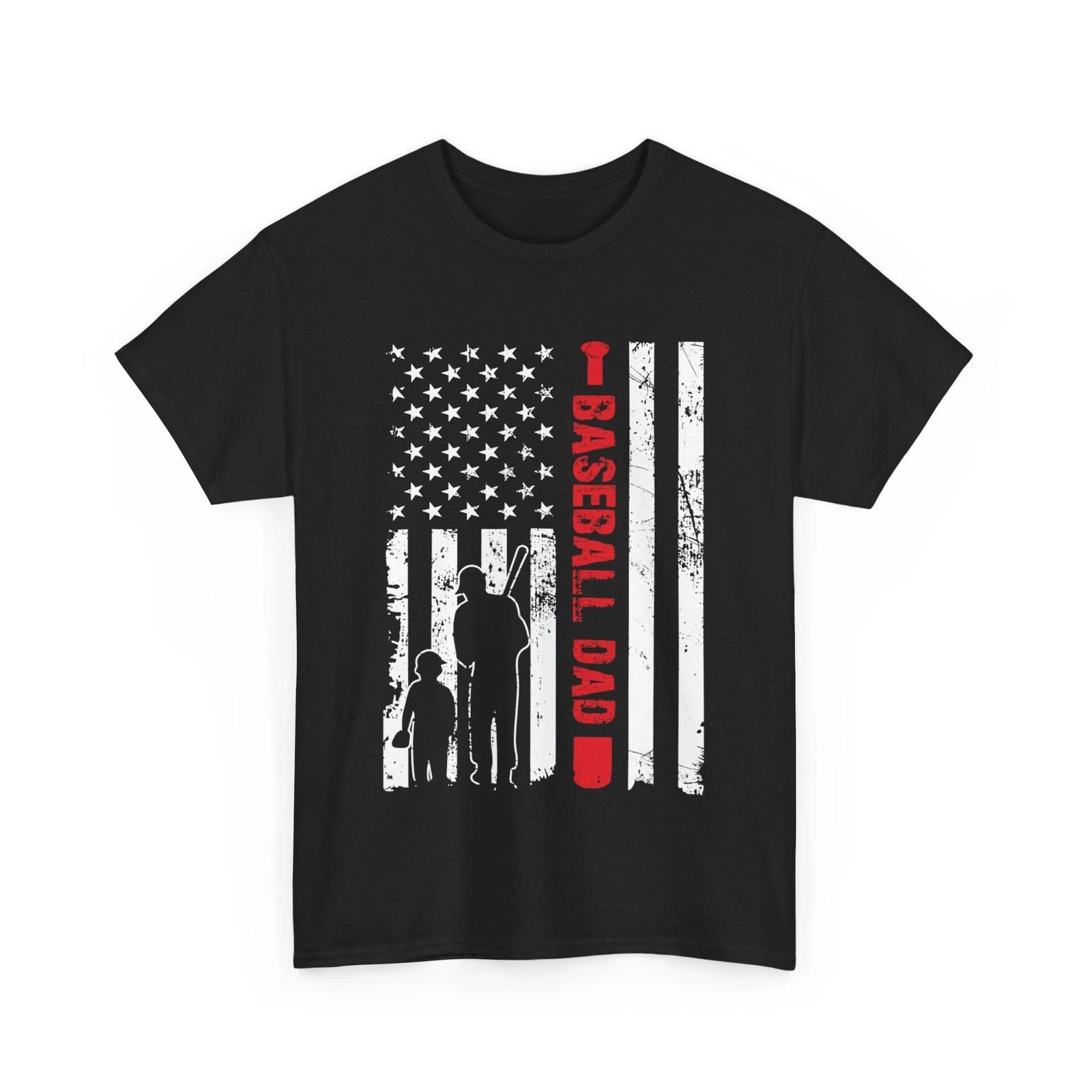 

Baseball Dad T shirt, Baseball Players Sports Lovers American Flag Men Shirt L