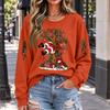 Damen lässiges Weihnachts-Print Rundhals-Oberteil, Feiertags-Grafik-T-Shirt für Partys und den Alltag