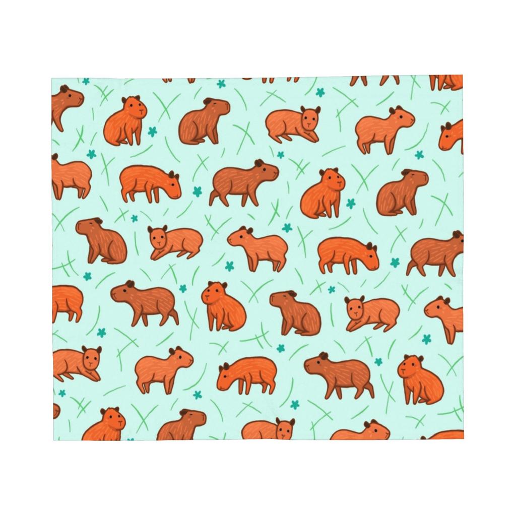 Capybara Cartoon Blanket Fleece Print Multi-function Lightweight Throw Blankets for Sofa Couch Quilt