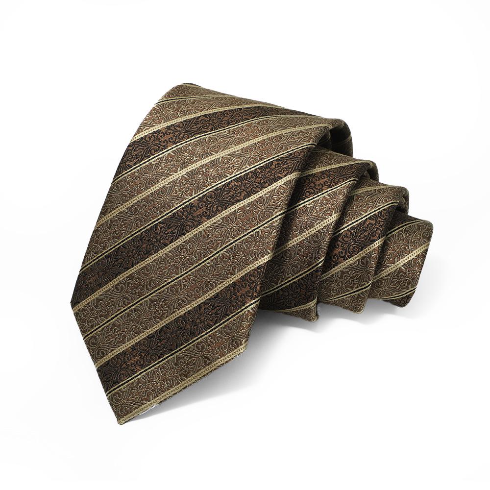 Corbata de Jacquard Rayada para Hombre, Atada a Mano, Poliéster, 8cm, Accesorio Formal de Negocios de Alta Gama