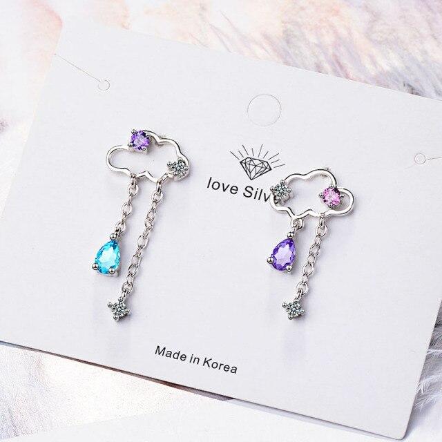 925 Silber Ohrringe Für Charm Frauen Mit Amethyst Aquamarin Stein Lange Hängeohrringe Party Großhandel Geschenk Neuankömmling