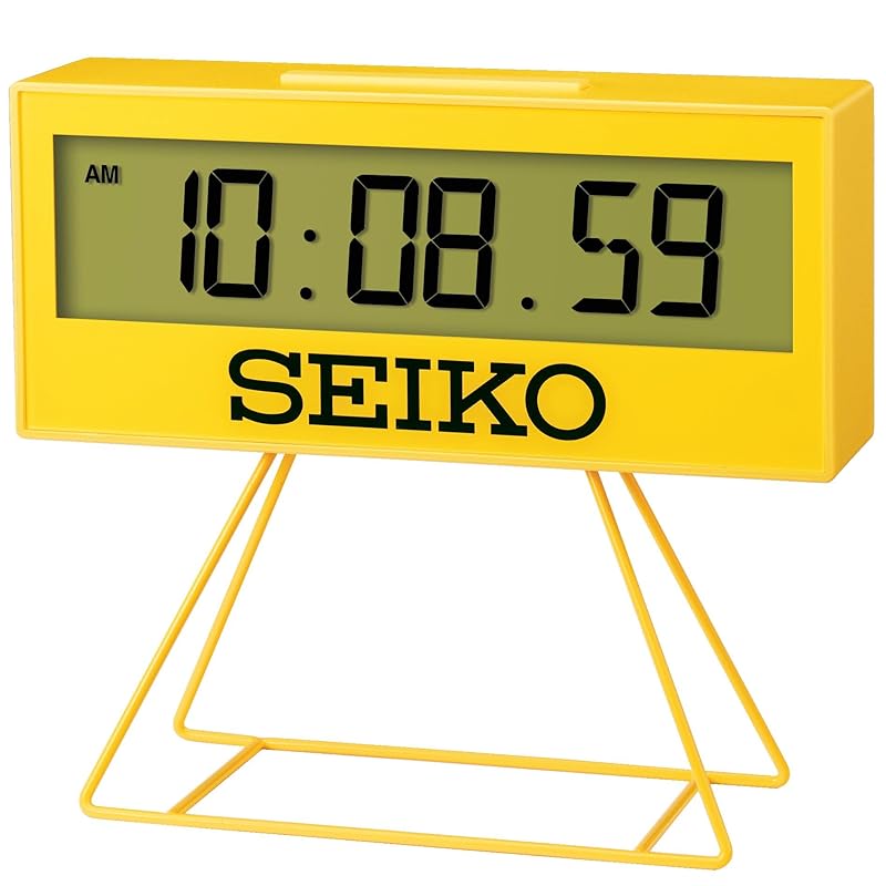 Seiko Clock Alarm Clock, Digital Mini Timer Clock, Yellow, 158 x 176 x 65mm, SQ817Y