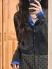 Women's New Arrival Retro Color Block Two-Piece Look Cardigan T-shirt - Early Autumn Casual Short Top