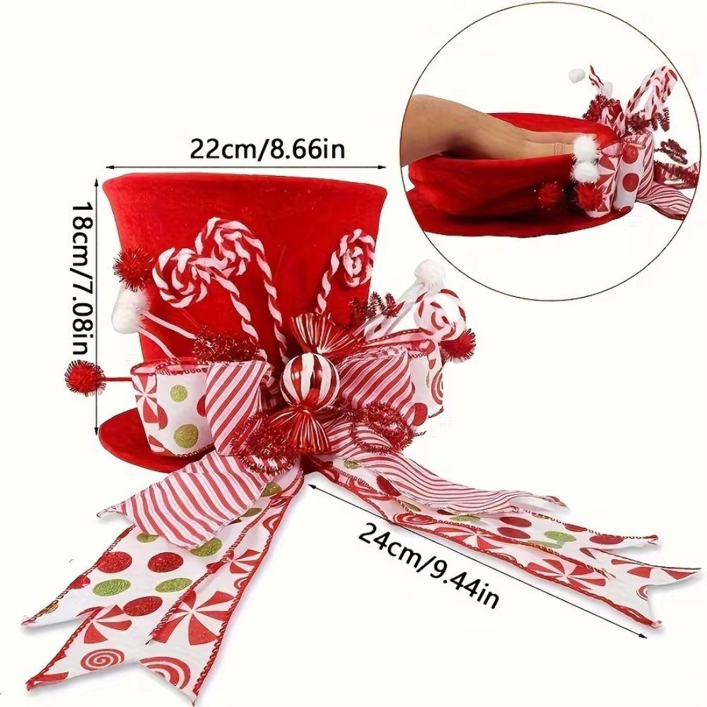 Cane Sugar Decoration Christmas Tree Hat Red Hat Christmas Top Hat Decorative Hat Christmas Tree