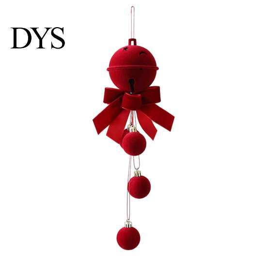 Christmas Lanyard Bell Pendants Nordic Velvet Ornament, Flocked Hanging Bells for Luxury Texture Tree Baubles Door Window Decor, Festive Holiday Home