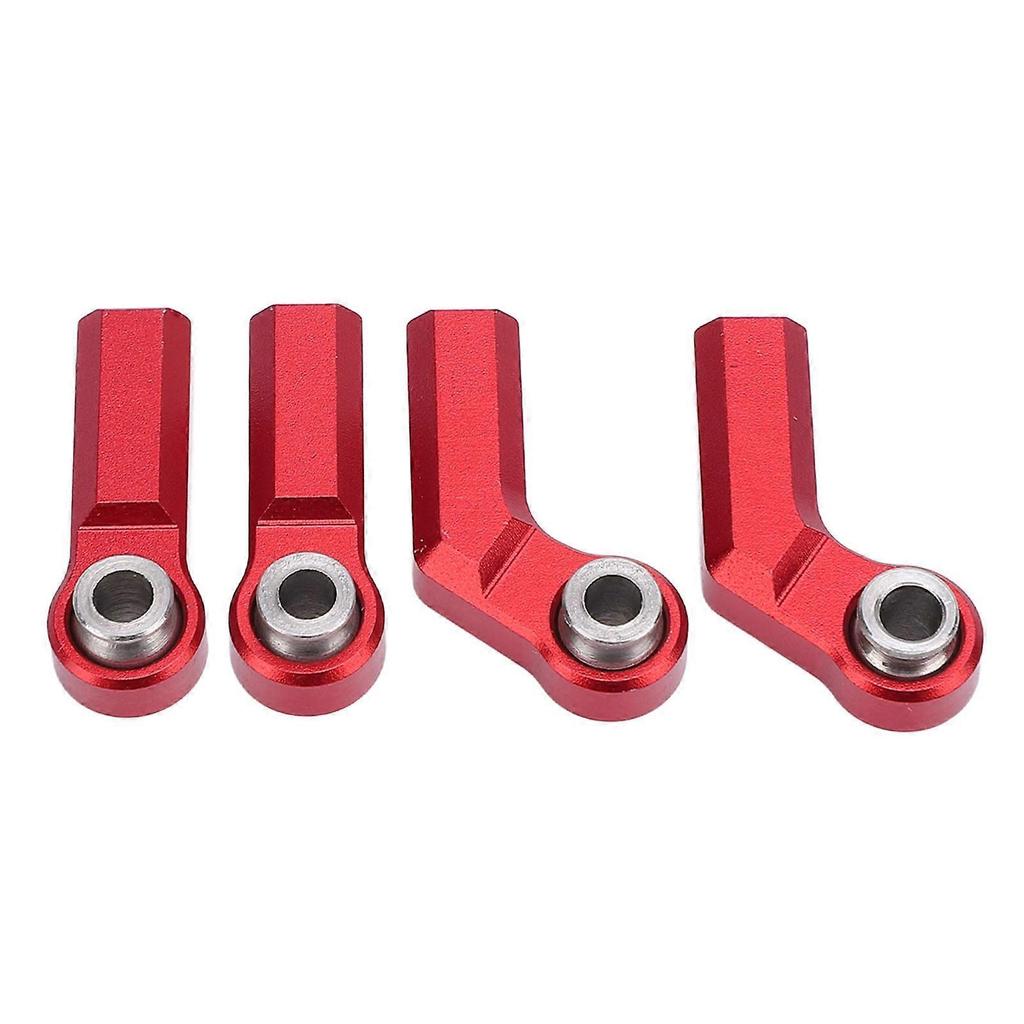 4 Pièces Rotules Métalliques pour Voiture RC 1/10 Filetage M4 7.0mm Extrémité de Bielle CW Têtes à Rotule 2 Coudées 2 Droites Rouge
