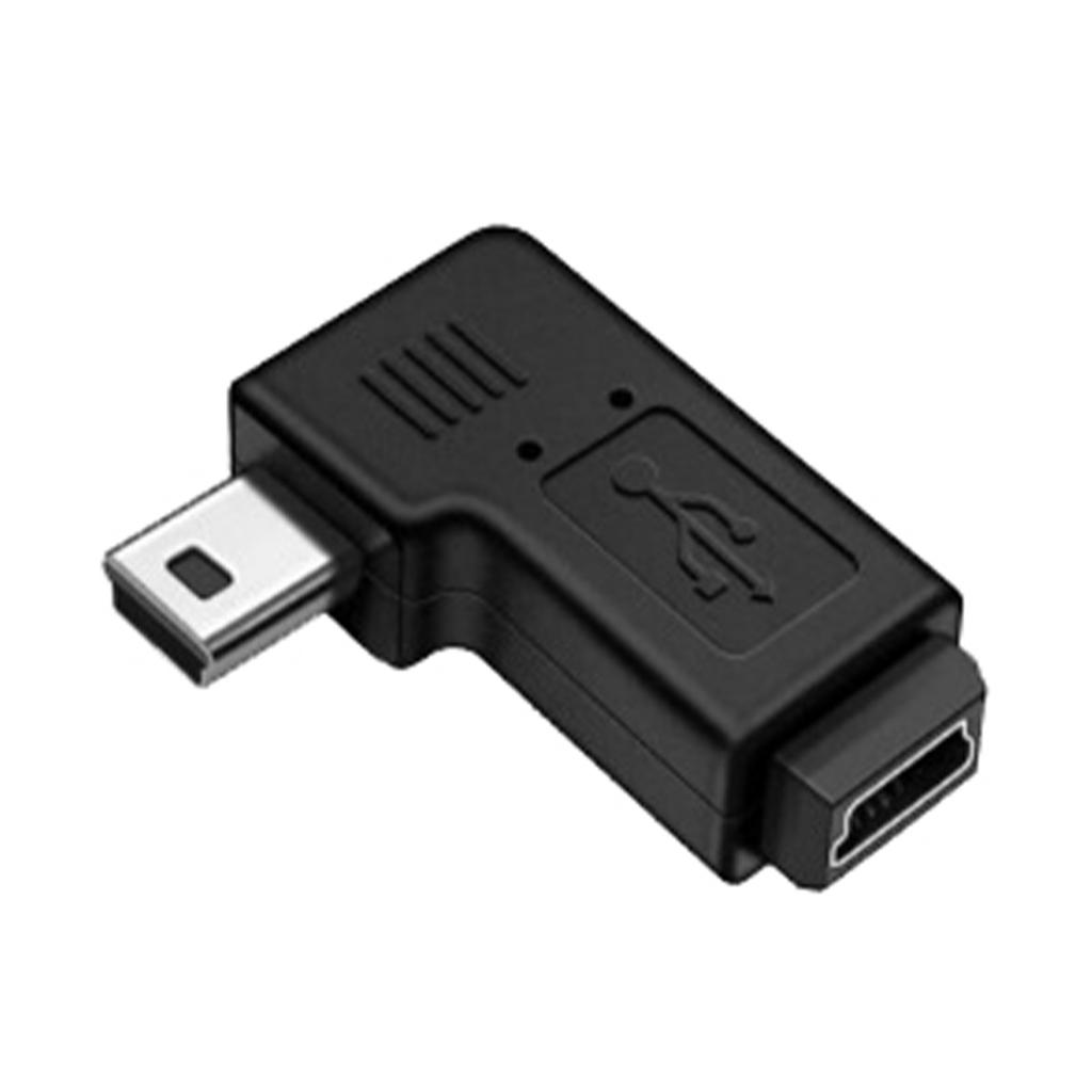 90 Degree Left & Right Angled Mini USB 5Pin Male To Female Extension Adapter for Smartphones and Tablets