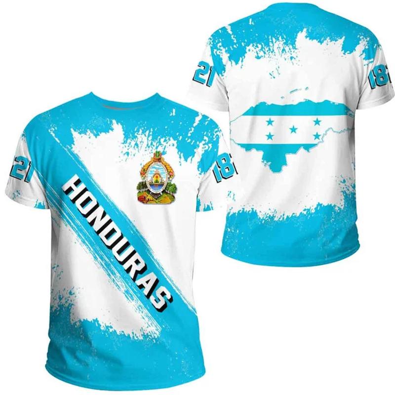 Honduras Flag Map 3D Printed T Shirt for Men Clothes Fashion Male T-Shirt National Emblem Tshirt Independence Day Tee Women Tops