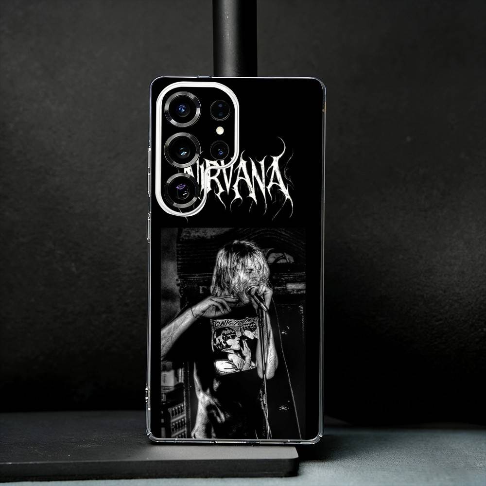 K-Kurt N-Nirvana C-Cobain Phone Case For Samsung S25,S24,S21,S22,S23,S30,Ultra,S20,Plus,Fe,Note,10,9,5G Transparent Cover