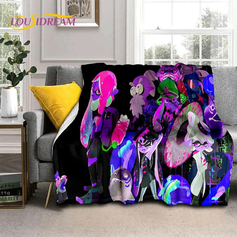 Splatoon3 PC Gamer Cartoon Game Soft Blankets,Keep Warm Throw Blanket Comfortable Blanket for Picnic Beds Sofa Home Bedroom Gift