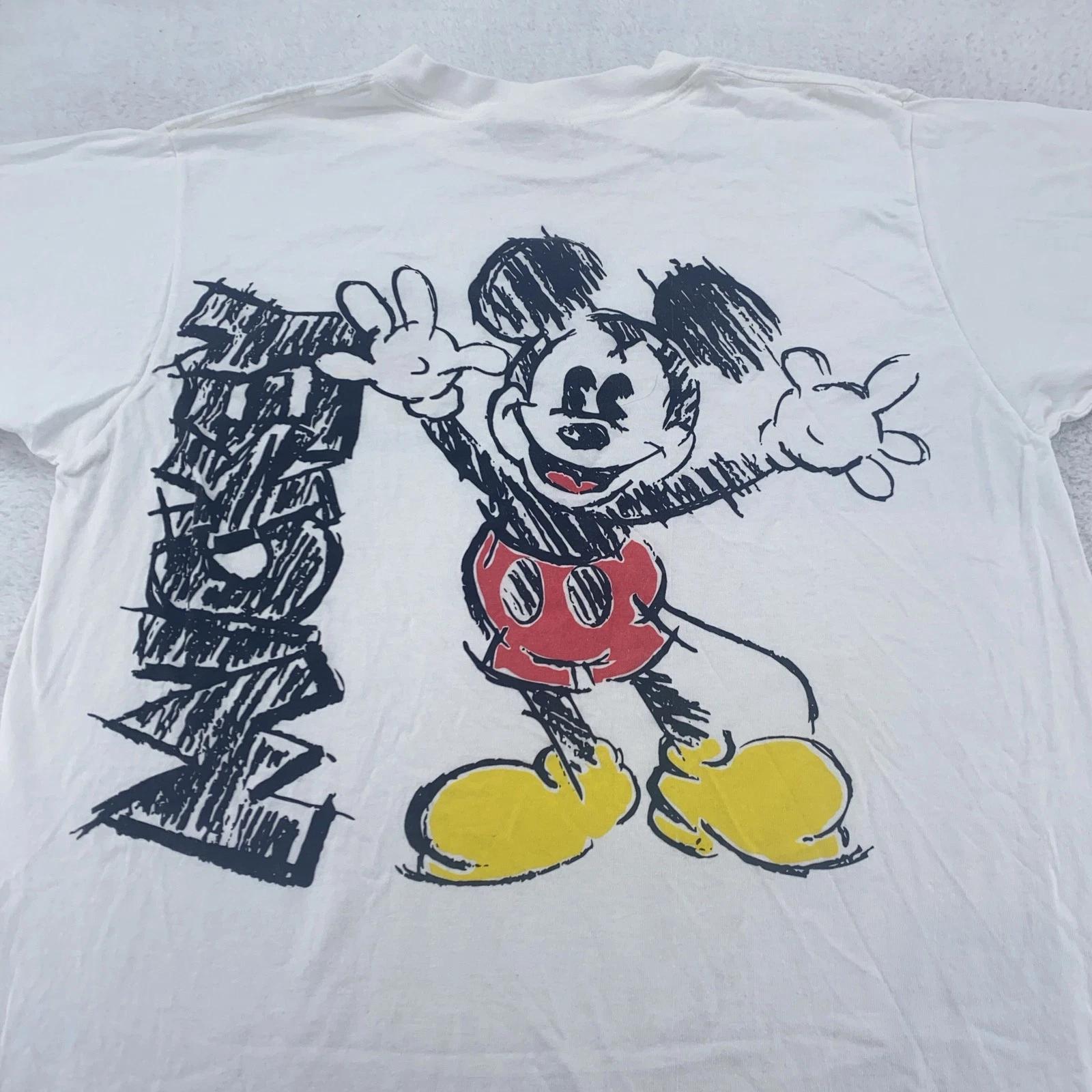 Vintage Mickey Mouse Shirt Mens L/XL Workout Wear Disney Cartoon 90s Tee XL