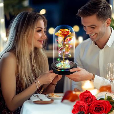 LED Işıklı Kubbede Sonsuz Gül Romantik Işıklı Yapay Gül Anneler Eşler Kız Arkadaşlar Büyükanne Yıl Dönümü İçin Hediye