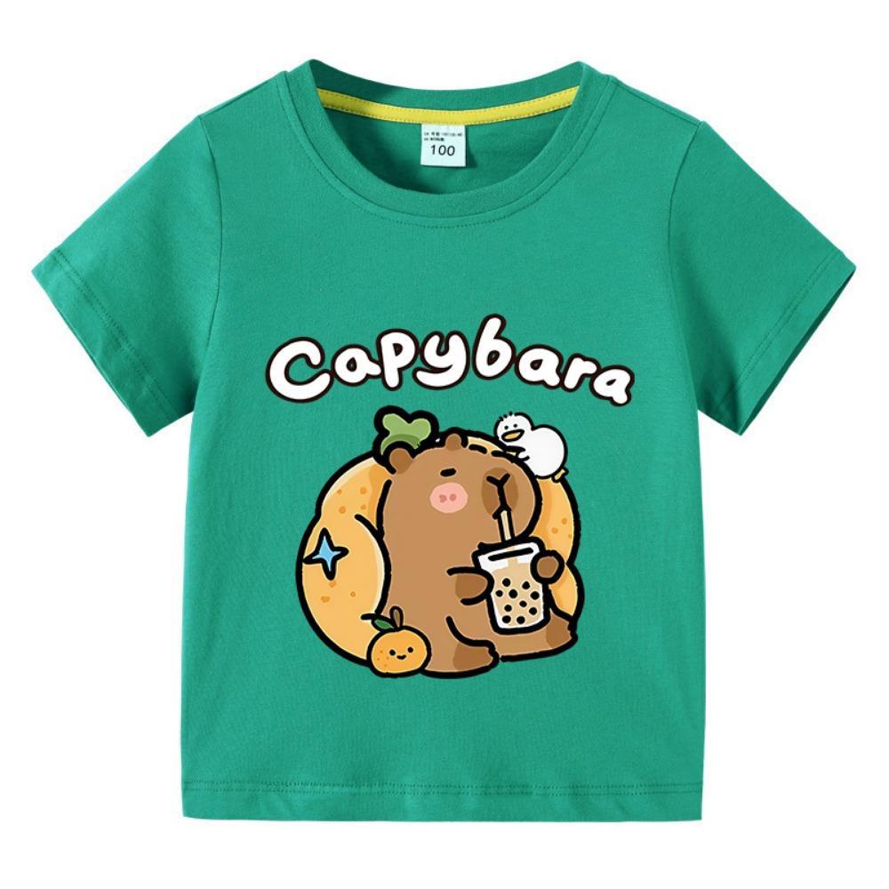 Children  T-shirt Kids Capybara T-shirt  Child Boys Cute Capibara Round Neck Tops Tee Kids Clothes For Summer