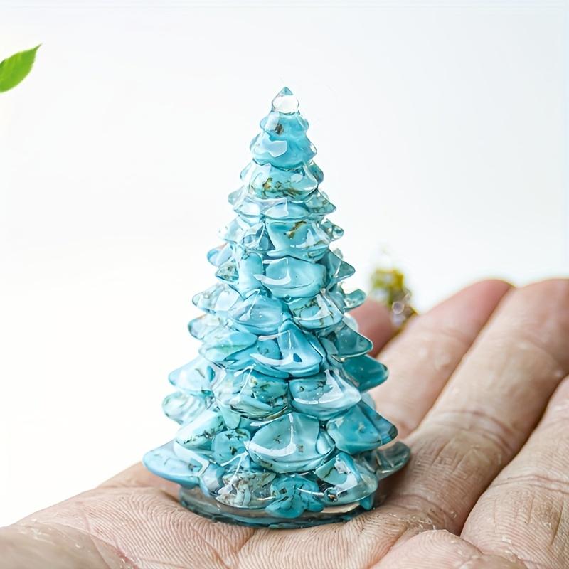 1pc Small Christmas Tree with Natural Crystal Synthetic Gemstone Inside, Lucky and Prosperous Growing Fluorite Bonsai Money Plant