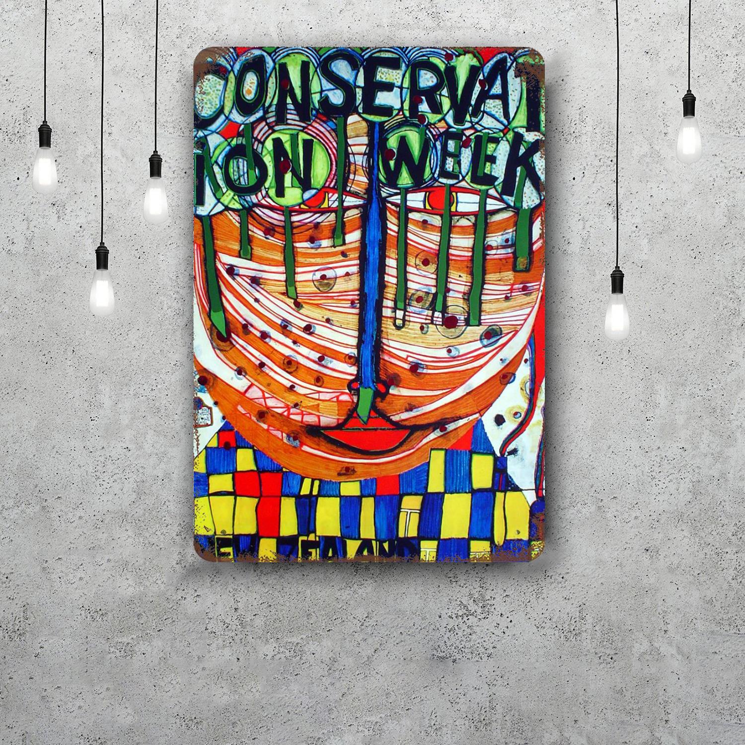 

hundertwasser Retro Vintage Tin Sign Poster Decorative Plaque Metal Plate Wall Decor 20x30cm（7.8x11.8inch）