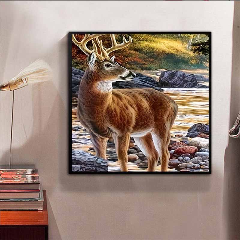 New Arrival 5D DIY Full Circle Diamond Painting "Elk" Embroidery Cross Stitch Home Decor Gift