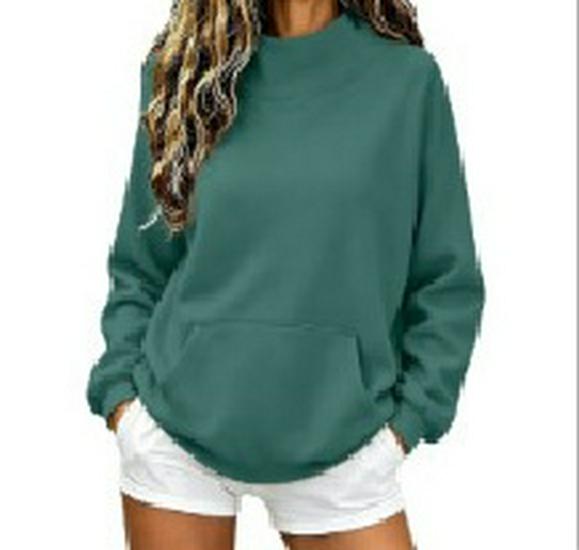 2026 Einfarbiger Damen Herbst Winter Lockerer Rundhals Langarm Hoodie