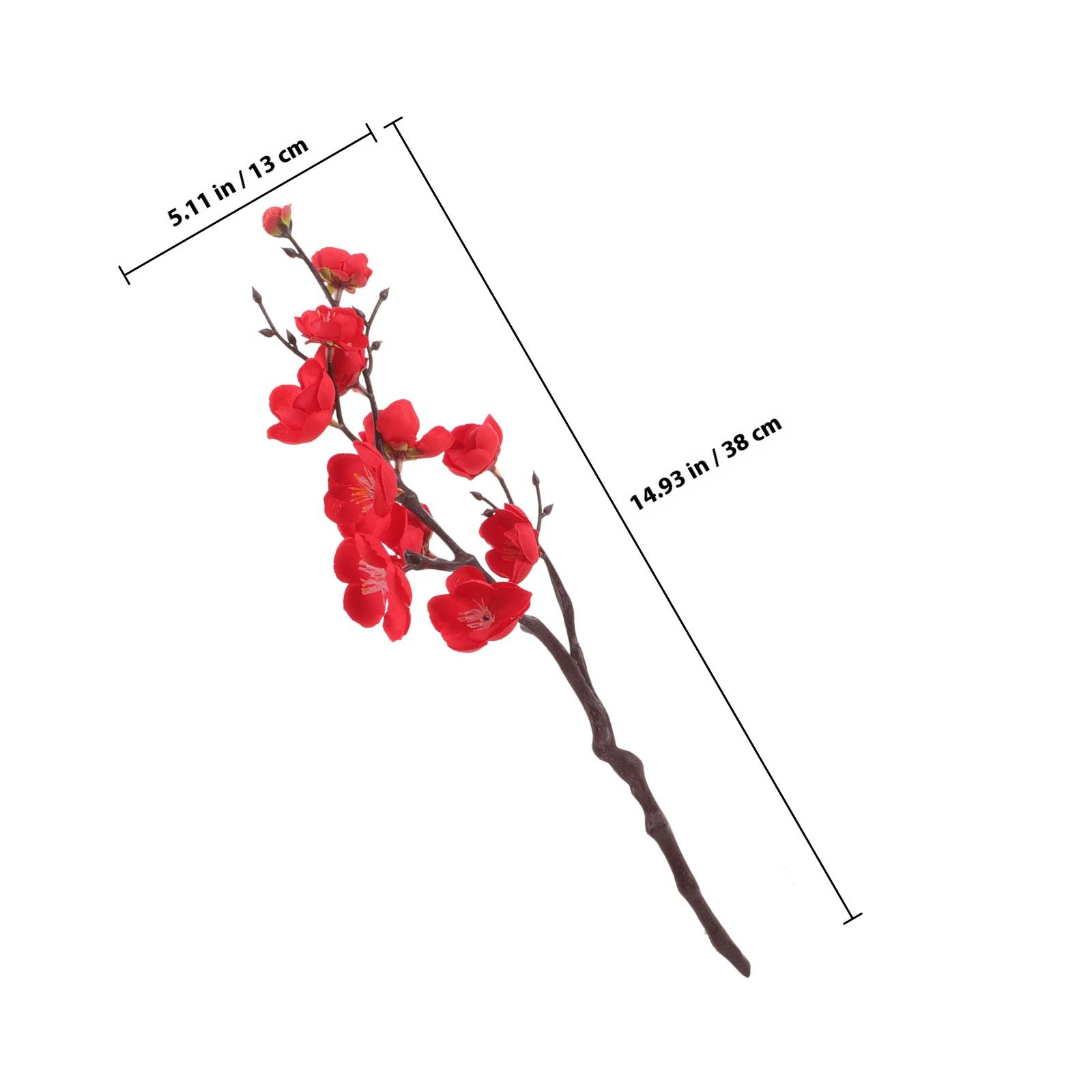 3Pcs Fake Plum Blossom Branches Lifelike Silk Wintersweet Stems No Water Needed All Season Faux Flowers for Garden Indoor