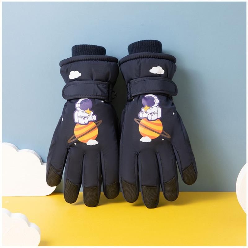 Mănuși de schi pentru copii, iarnă, plus catifea, ecran tactil, călărie, cu cinci degete, antiderapante, rezistente la vânt, pentru copii, elevi, drăguțe, calde