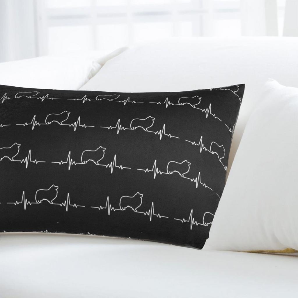 Minimalist Heartbeat Shetland Sheepdog Rectangle Pillowcase Cushion Cover Decorative Bedroom Bed Home Comfort Throw Pillow