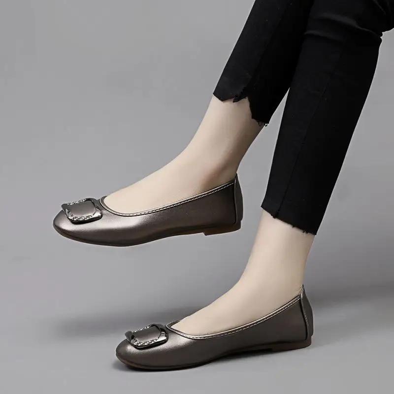 Woman Flats Slip-on Round Toe Comfortable Shoes For Women Social Hot Trendy Cheap Liquidation Non Promotion 2024 Trend Shoe