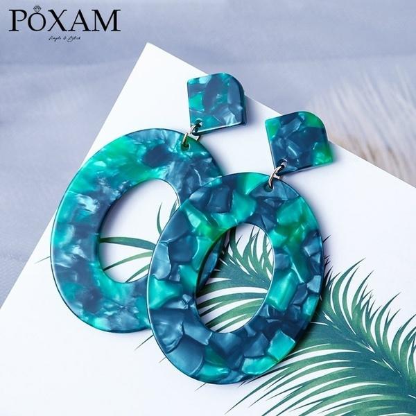 Cercei cu picătură acrilic cu model oval de modă europeană și americană pentru femei