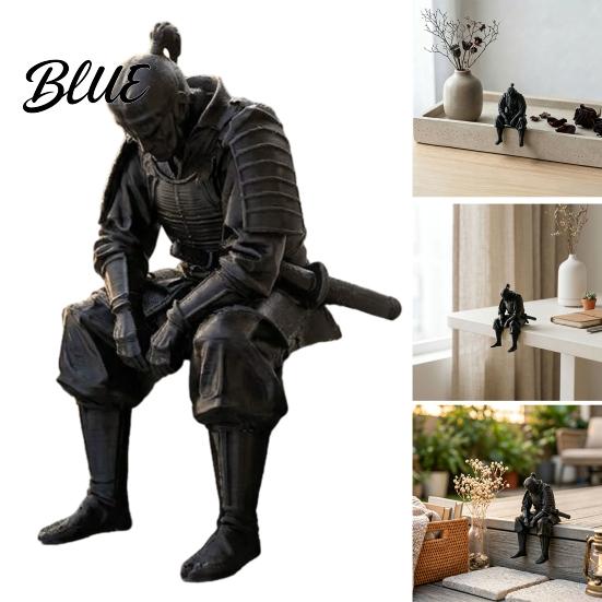 Collectible Warrior Figurines 3D Printed Contemplative Figurine Seated Edge Sitting Statue Miniature Figures Desktop Ornament for Home Office Shelf