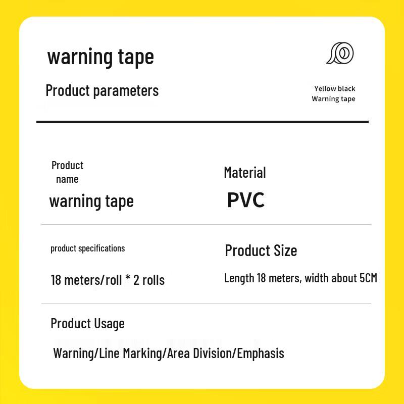 Mandle Black & Yellow PVC Zebra Safety Warning Tape (2 Rolls, 18m Each)