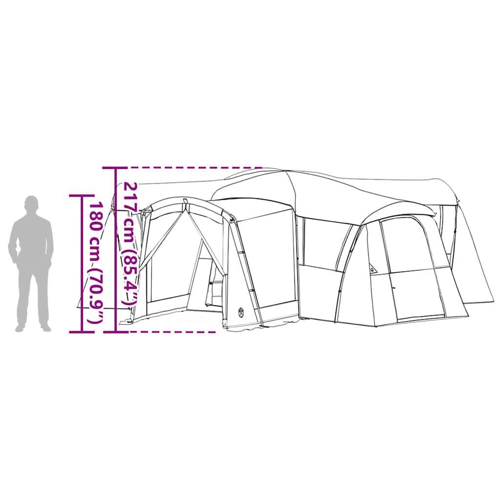 Family Tent for 20 Persons Green and White 745 x 700 x 217 cm
