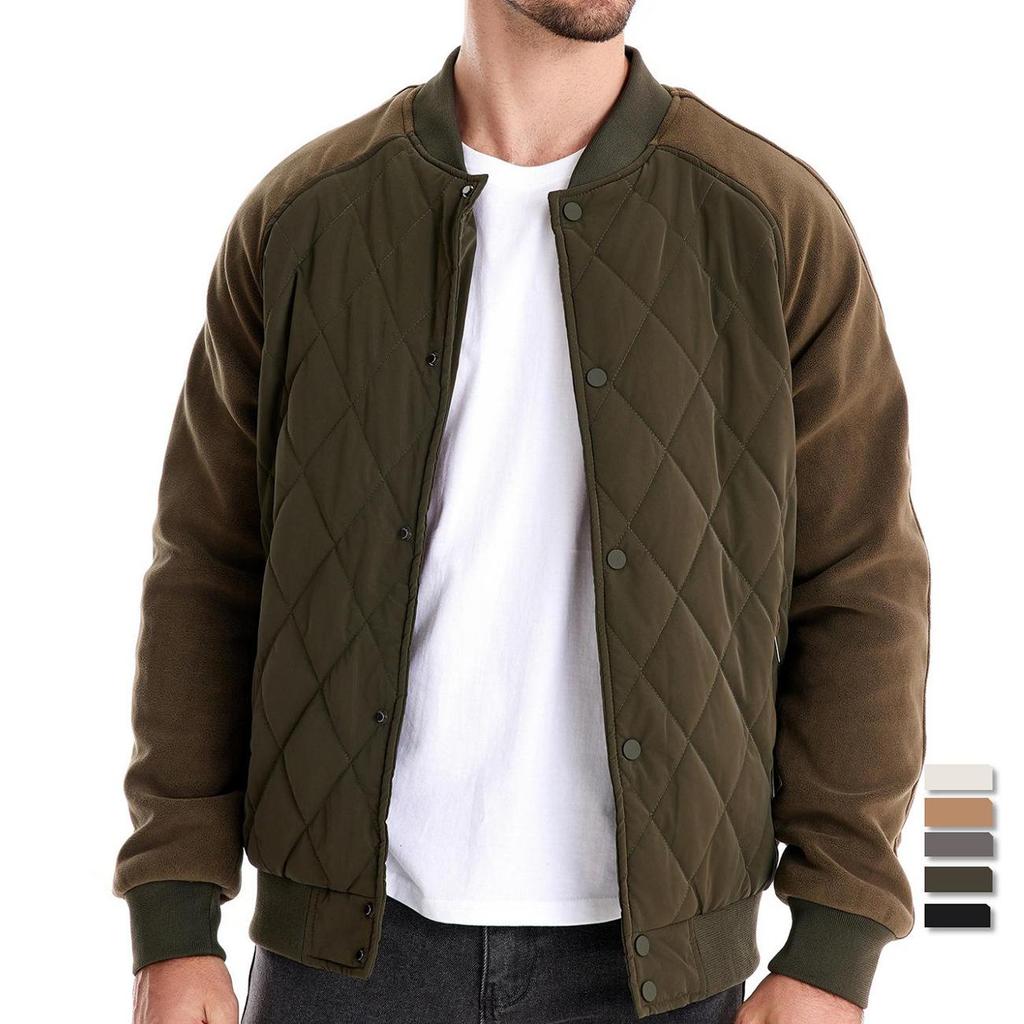 Freizeitjacken für Herren, Herbst/Winter, warme Bomberjacke mit Tasche, Windbreaker mit durchgehendem Reißverschluss, lässige, gepolsterte Mäntel für Männer, Outdoor-Militärjacke, Oberbekleidung