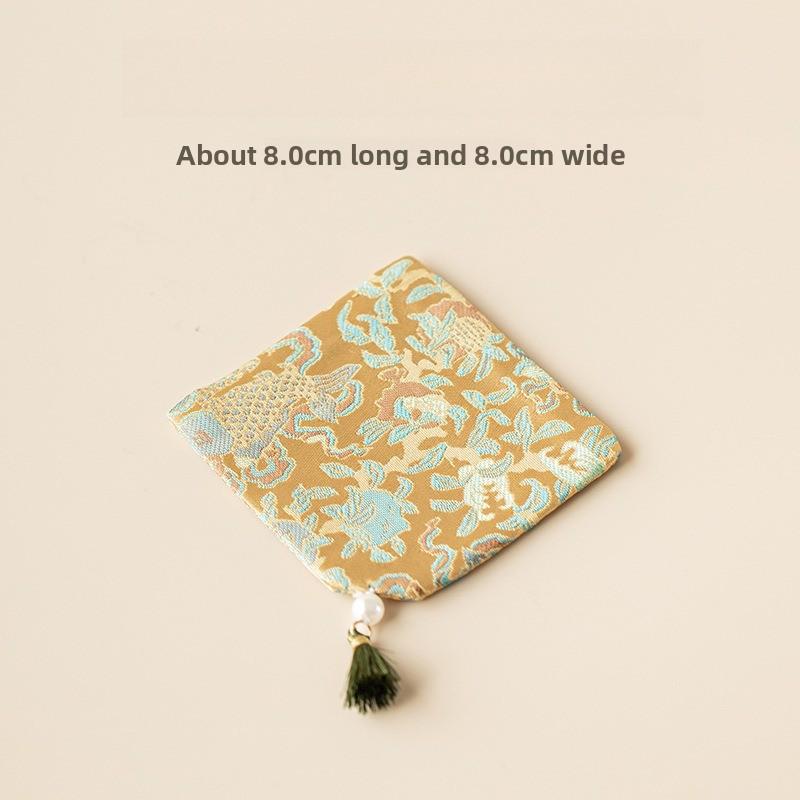 25 New Sifang Brocade Tassel Coaster Fabric Household Teacup Mat Tea Set Insulation Mat Premium Tea Ceremony Accessories