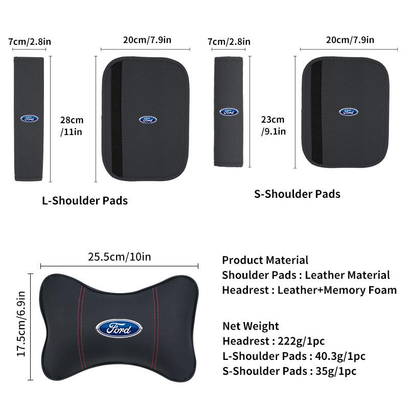 KLKY5 For Ford Soft Car Headrest Cushion Seat Belt Shoulder Protector Cover Focus Mk2 Mk3 Mk4 Fiesta Ranger Mondeo S-MAX Kuga