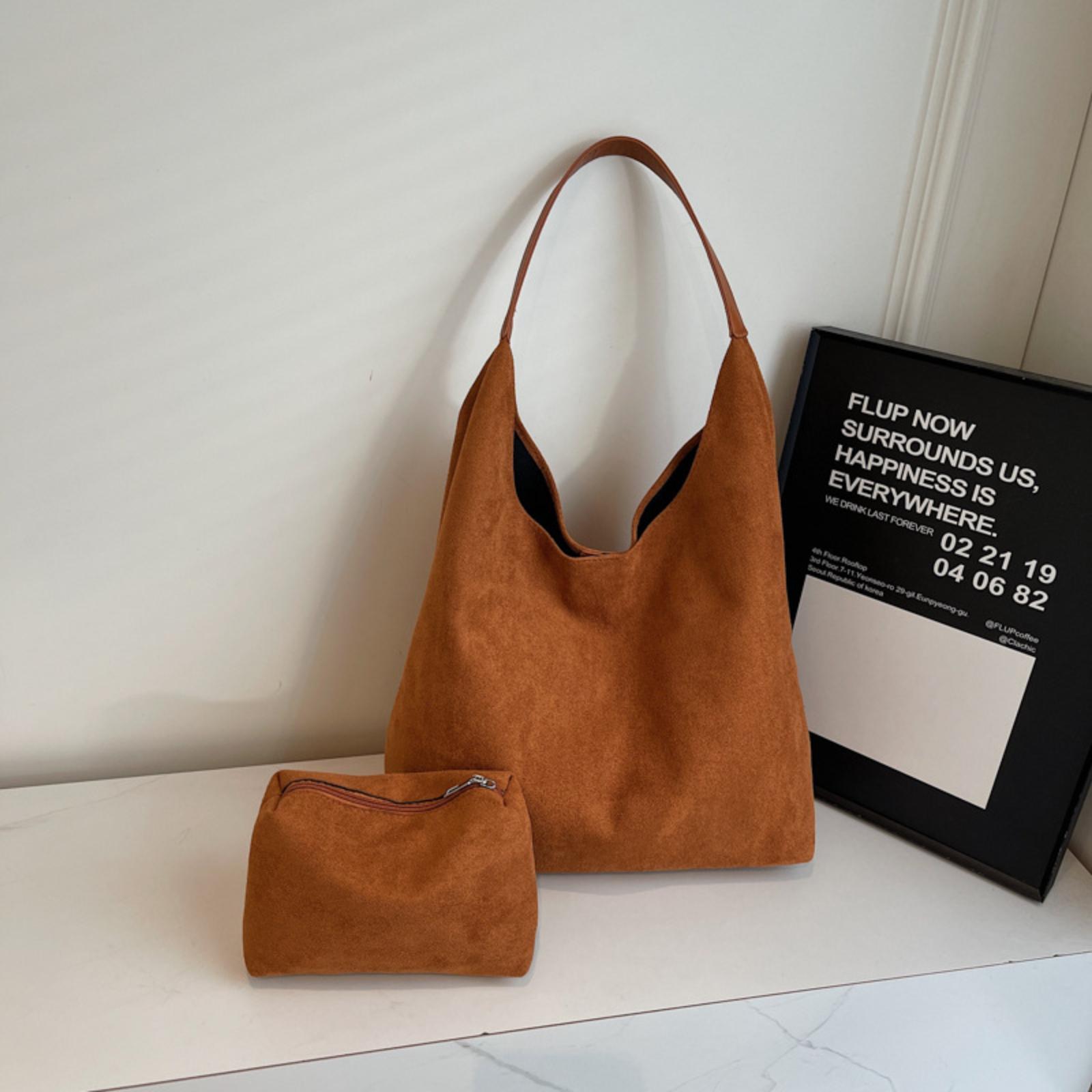 

Shoulder Bag, Suede Tote Bag One Size