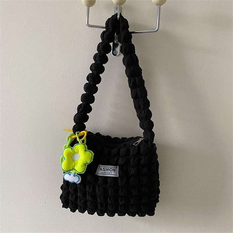 Chic Soft Pleated Bubble Cloud Shoulder Bag Available In White Black And Yellow